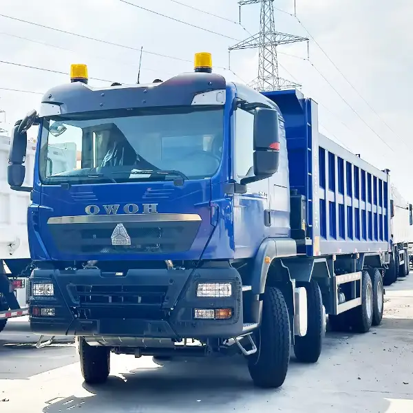 重汽豪沃TX 6×4自卸车 蓝色371马力 强化车灯 夜间作业自卸卡车
